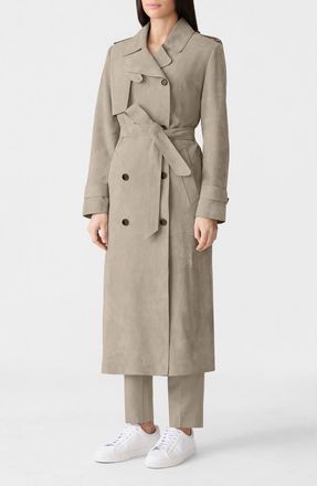 Mackage Gael Doubled Breasted Suede Trench Coat in Taupe at Nordstrom, Size X-Large