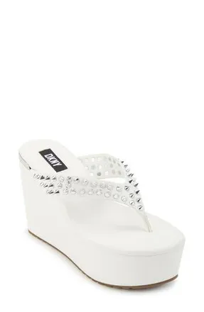 DKNY Tina Studded Platform Flip Flop in White at Nordstrom Rack, Size 10