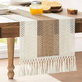 OEM Camino De Mesa, 30 X 275 Cm, Camino De Mesa Bohemio, Mantel Peque&ntilde;o Para Cena, Caminos De Mesa Bohemios Neutros