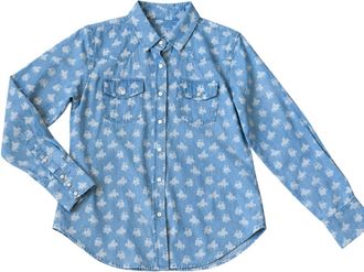 Tasha Polizzi Womens Markie Patterned Denim Shirt In Blue