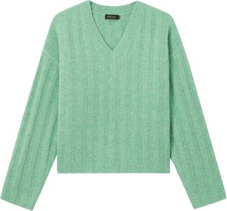 Tout à Coup Geribbelde trui met V-hals - Groen