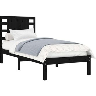 vidaXL Bed Frame without Mattress Black 100x200 cm Solid Wood Pine Vidaxl