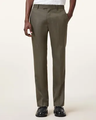 AllSaints Mens Polyester Ward Straight Leg Tailored Trousers, Size: 38