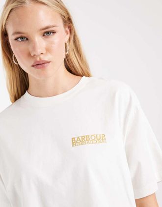 Barbour Amaya T-shirt a maniche corte con logo in bianco sporco
