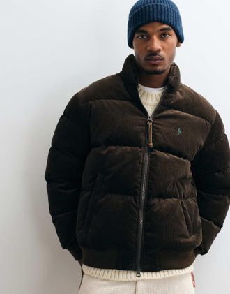 Polo Ralph Lauren giacca bomber in velluto a coste marrone scuro