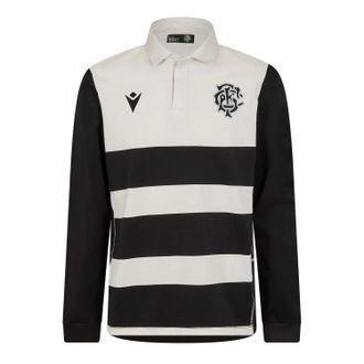 Macron Unisex-thuisshirt met lange mouwen voor volwassenen, maat 24/25 (Zwart, Wit)