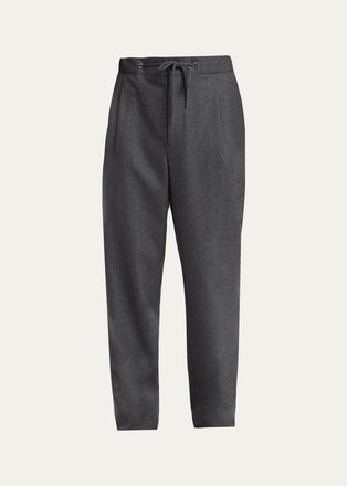 Giorgio Armani Mens Upton Cashmere-Stretch Pleated Drawstring Pants