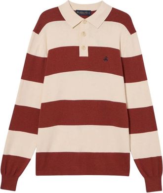 Brooks Brothers Gestreepte katoen-kasjmier rugby gebreide polo - Heren - Ronde hals truien - Veelkleurig - S - Katoen - Truien & Vesten