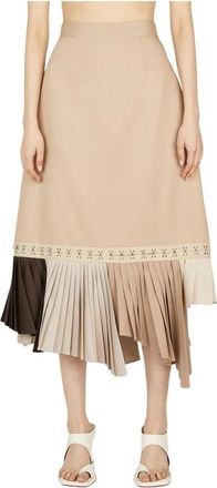 Rokh Skirts - Dames - Midirokken - Beige - 2XS - Polyester - Rokken