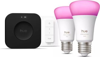 Philips Hue Kit Inicio 2 Bombillas Led Inteligentes Philips Hue Wca A60 E27 1100lm White & Color+hue Bridge Pro+dimmer Switch