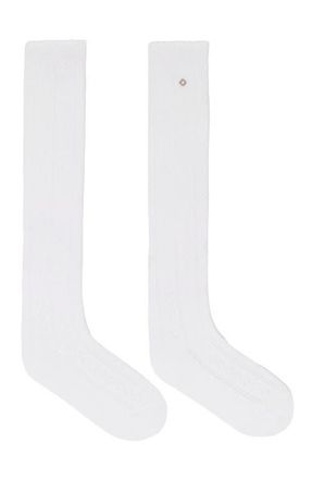 Maje Knee-high pointelle socks in White at Nordstrom