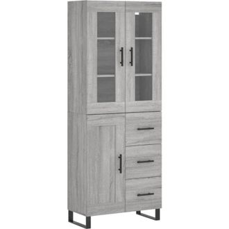 vidaXL Vidaxl - Aparador Alto Madera Contrachapada Gris Sonoma 69,5x34x180 Cm
