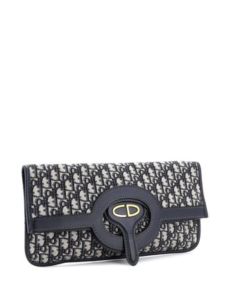 Dior Fold Over Oblique Canvas clutch bag - women - Canvas - One Size - Blue