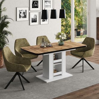 Vicco Mesa De Comedor Fenaro, Oro Potencia Roble/blanco, 120 X 80 Cm, Vicco