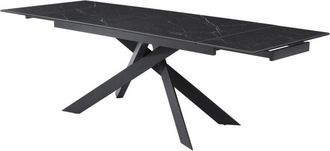 Vente-Unique Vente-unique - Tavolo allun. 6-10 coperti Ceramica, Vetro temperato e Metallo Effetto Marmo Nero - corema di Pascal morabito