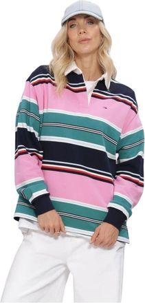 Tommy Jeans TJW RLX Multi Stripe Rugby EXT - Dames - Polos - Veelkleurig - L - Katoen - Tops