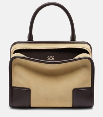 Loewe Leather-trimmed suede top-handle bag