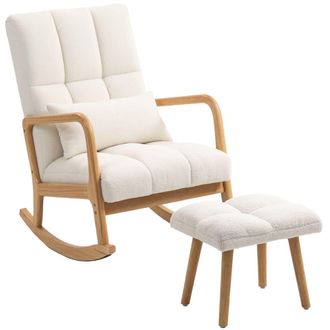 HOMCOM Silla mecedora 64.5x82x89 cm blanco