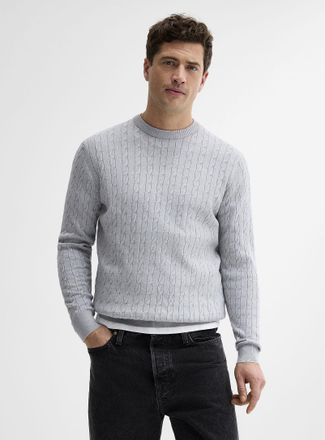 Le 31 Mens Twisted-cable crew neck sweater