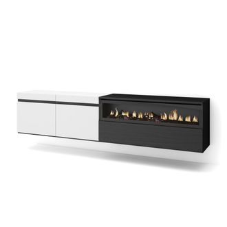 Skraut Home Skraut Home - Mueble Tv, Televisi&oacute;n, Muebles De Sal&oacute;n, Almacenaje, 200x45x35cm, Para Tv Hasta 80, Chimenea El&eacute;ctrica, Colgado, Suspendido, Estilo Mode