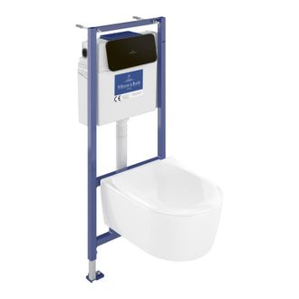 Villeroy & Boch Pack Inodoro Suspendido Sin Borde Villeroy Et Boch Avento + Estructura Soporte Viconnect Pro + Asiento + Placa Negro Mate