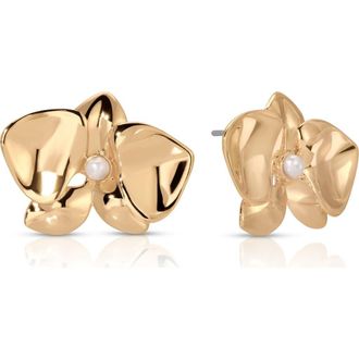 Ettika Freshwater Pearl Blossom Stud Earrings in Gold/Pearl at Nordstrom