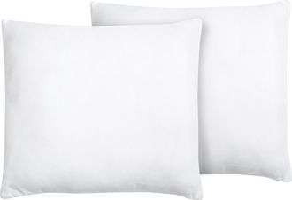 Beliani Conjunto De 2 Almohadas De Poli&eacute;ster Blanco 80 X 80 Cm Perfil Bajo Microfibra Relleno Suave Errigal