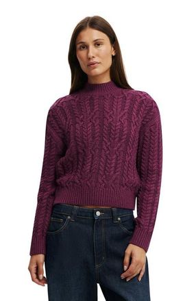Cotton On Womens Boxy Mock Neck Knit Sweater in Fig Noir at Nordstrom, Size Xx-Small