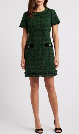 Eliza J Metallic Tweed Dress in Hunter at Nordstrom Rack, Size 10