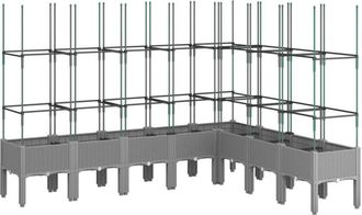 vidaXL Jardinera Con Enrejado Pp Gris Claro 200x160x142,5 Cm Vidaxl