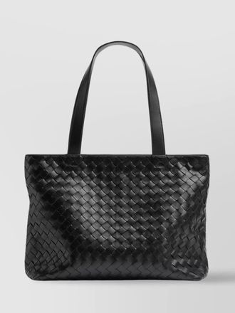 Bottega Veneta small woven tote bag with zipper