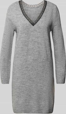 Only Tailliertes Strickkleid mit V-Ausschnitt Modell TAMMY in Hellgrau Melange, Größe XL