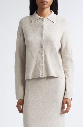 Max Mara Diamond Stitch Cashmere Cardigan in Beige Melange at Nordstrom, Size Medium