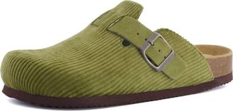 Cushionaire Womens Hana Cork Footbed Clog In Khaki Corduroy