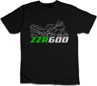 Generic Biker T-Shirt for ZZR 600 (1990-2009) Fans, 100% Cotton, Classic Fit, Motorcycle-Inspired Design, Black - 1993-2006, L