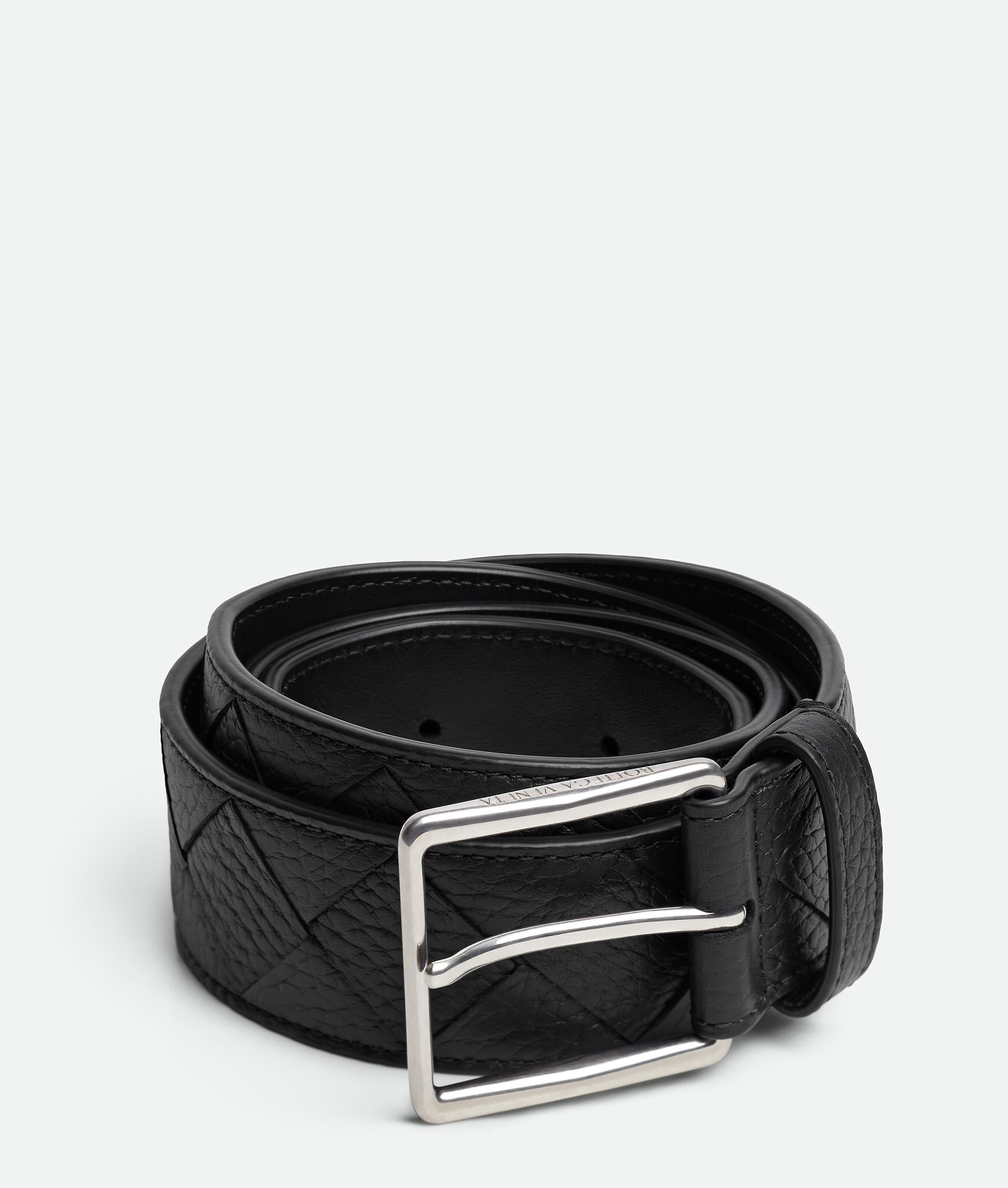 Italian Suede Leather Belt Bottega Veneta L Black Tortoise Buckle Minimalist Bottega Veneta Women main image 2