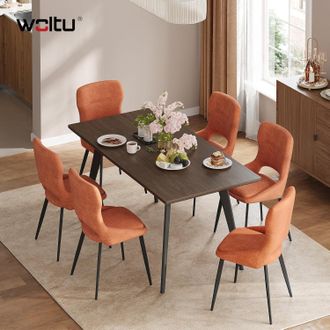Woltu Woltu Juego De 6 Sillas De Comedor Y Cocina, Chenilla, Naranja