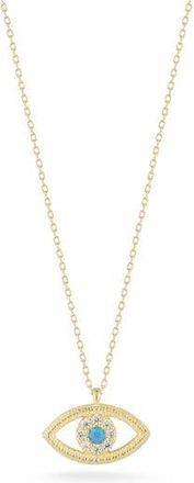 Sphera Milano Cubic Zirconia & Synthetic Turquoise Evil Eye Pendant Necklace in Gold at Nordstrom Rack