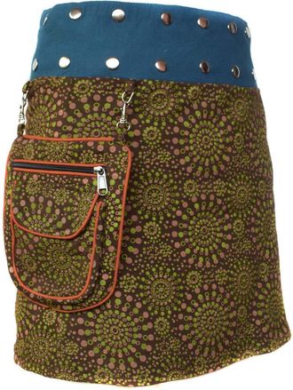 Gheri Floral Short Popper Removable Pocket Reversible Cotton Skirt I