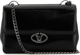 Valentino Garavani Black Leather Medium Vlogo Shoulder Bag