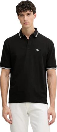 A|X Armani Exchange Stretch Piqu&eacute; Polo Shirt met Contrasterende Afwerking - Heren - Polos - Zwart - S - Katoen - Tops