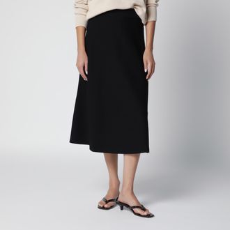 Max Mara Gonna midi svasata in viscosa cr&ecirc;pe nera