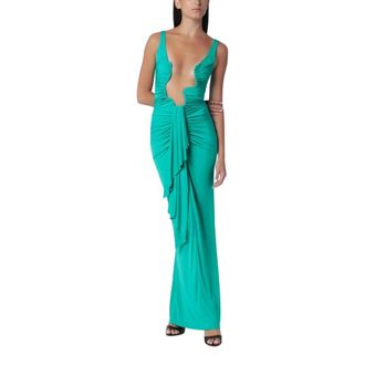 CHRISTOPHER ESBER Salacia Jersey Draping Jurk - Dames - Jurken - Groen - Maat: XS Jersey