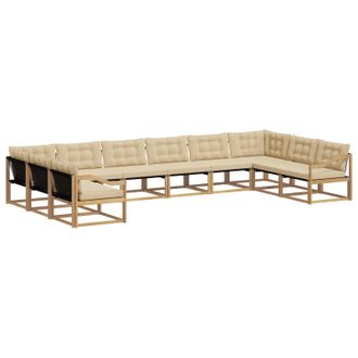vidaXL Conjunto De Sof&aacute;s De Exterior Con Coj&iacute;n 10 Pcs Y Beige Vidaxl
