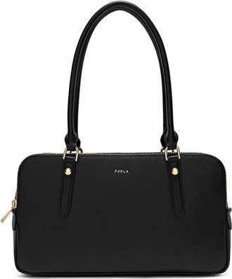 Furla Giulia M Boston Shoulder Bag In Black Leather