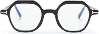 Tom Ford Eyewear FT5900B hexagonal-frame glasses - unisex - Acetate - 46 - Black