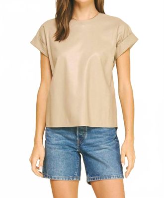 Pinch Design Pleater Cap Sleeve Top In Taupe
