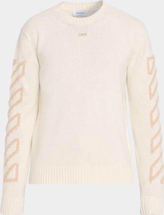 Off-white Men & apos;s Diag Arrow Fuzzy Knit Crewneck Sweater