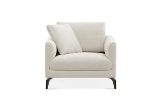 Castlery Lena Armchair Customized, (Performance Classic Twill) Cream (Matte Black Legs), Spill Resistant, Removable Covers for Castlery
