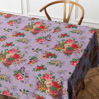 Vent de Boh&egrave;me Mantel cuadrado de algod&oacute;n estampado de flores lila 140x140 cm